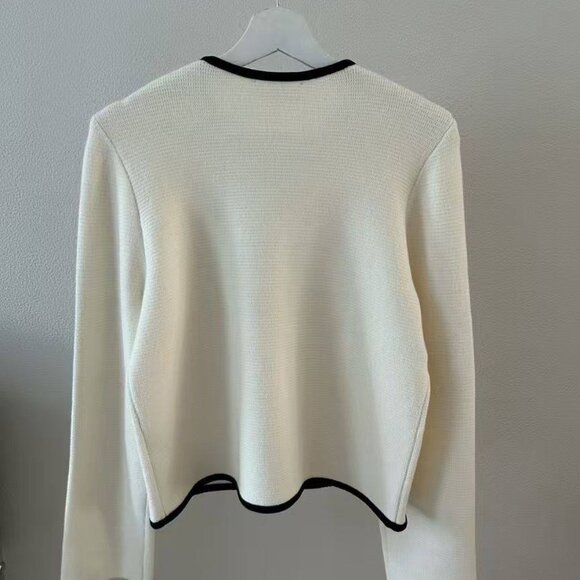 Sezane Susie Cardigan - Ecru with Black Details - Picture 8 of 10